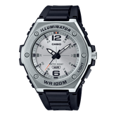 Casio, Men’s Watch Analog, Silver Dial Black Resin Band, MWA-100H-7AVDF